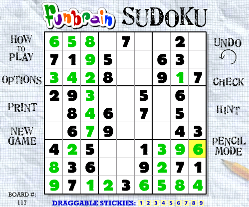 Funbrain Sudoku