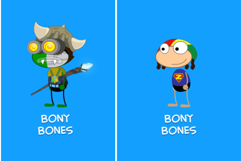Bony Bones's Current Look & Original Look