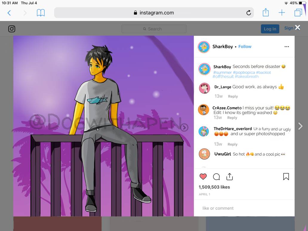 Maroon Raptor - Shark Boy Balcony Insta Pic